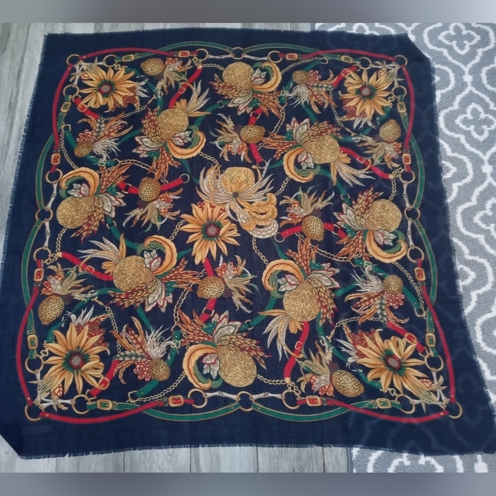 Betmar Vintage Equestrian bridle women's Fashion Scarf Made in Italy 47"×47"